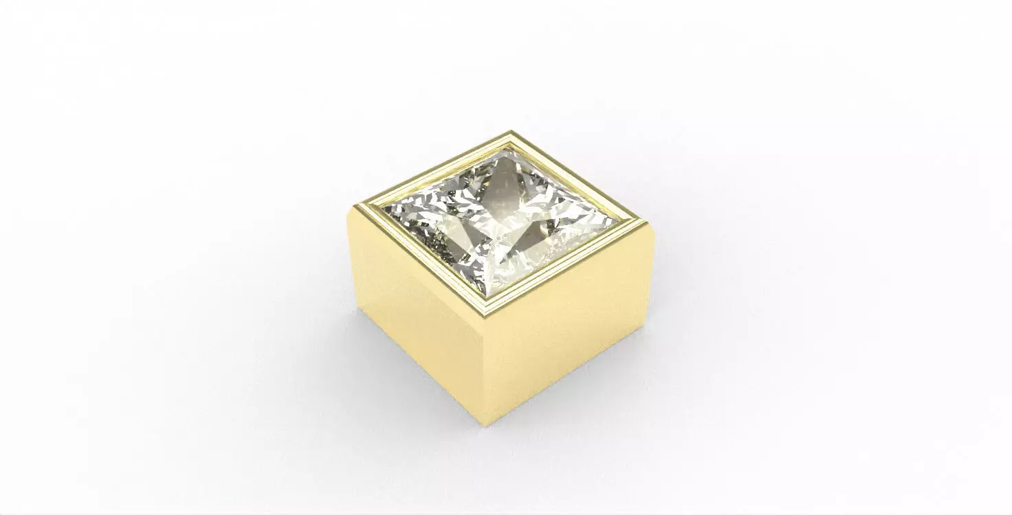 Ready-made Princesscut Stone Setting Goldsmith Semi-finished 3D print model_0