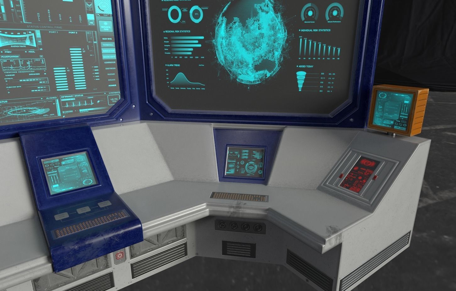 Sci Fi Control Panel Low-poly 3D model_3