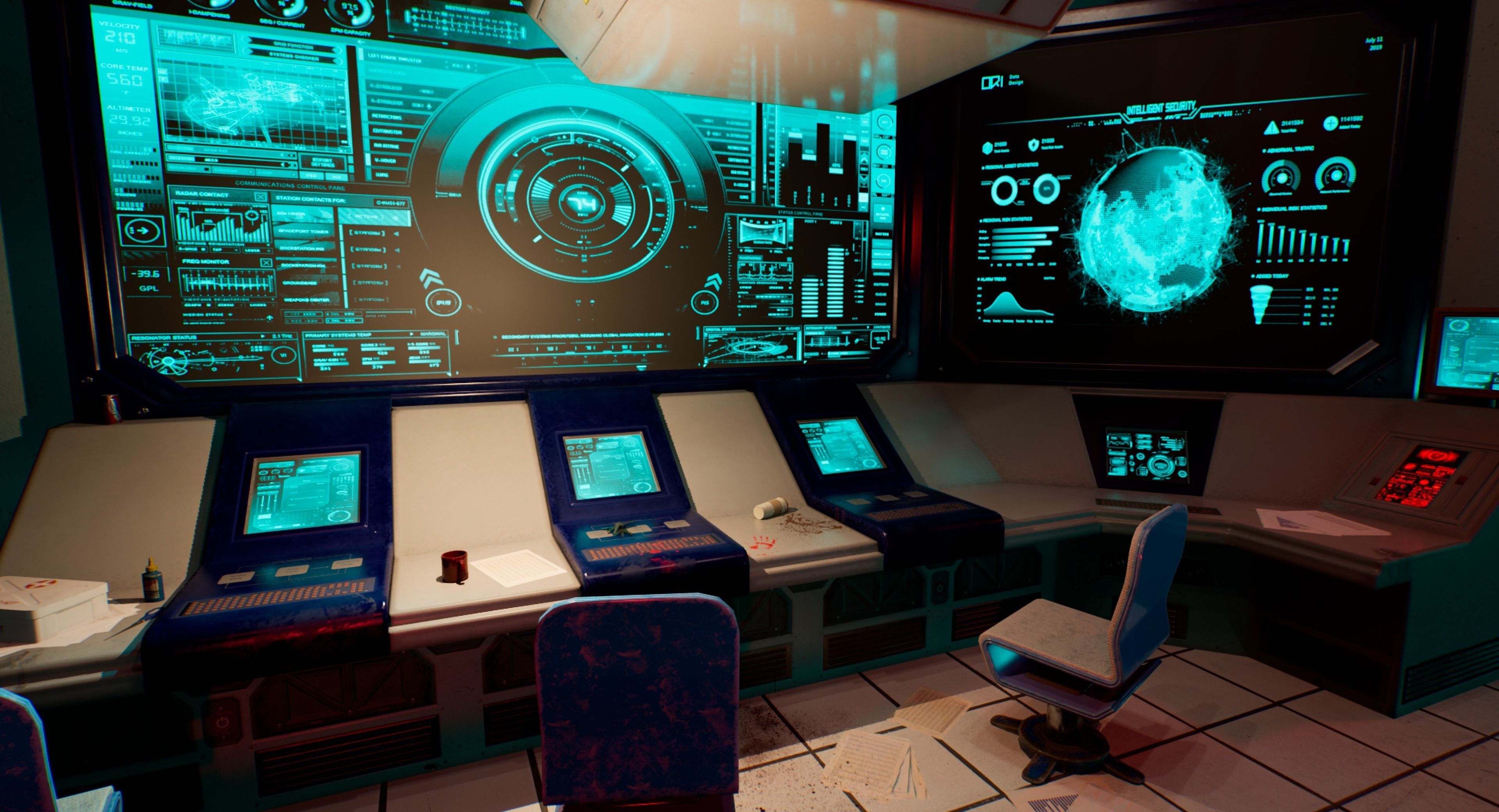 Sci Fi Control Panel Low-poly 3D model_5