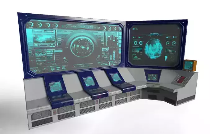Sci Fi Control Panel Low-poly 3D model