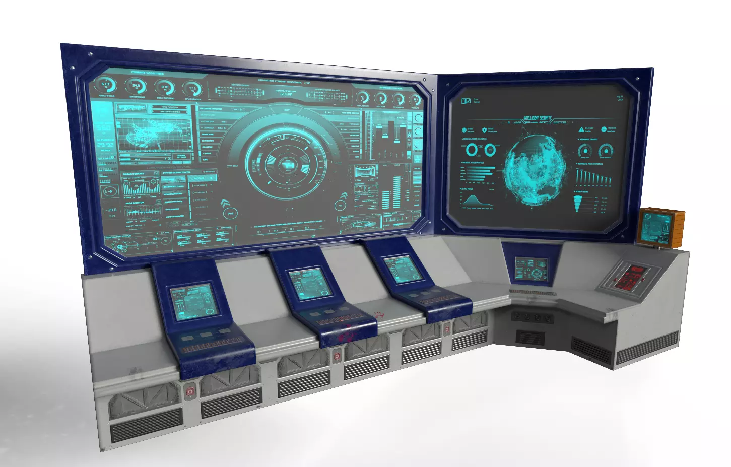 Sci Fi Control Panel Low-poly 3D model_0