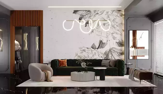 Modern Luxury living room 3D model 3D model