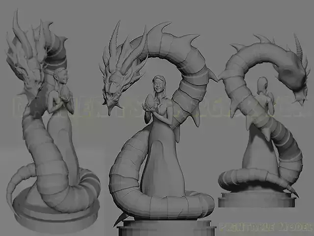 daenerys model statue of woman with dragon 3D print model