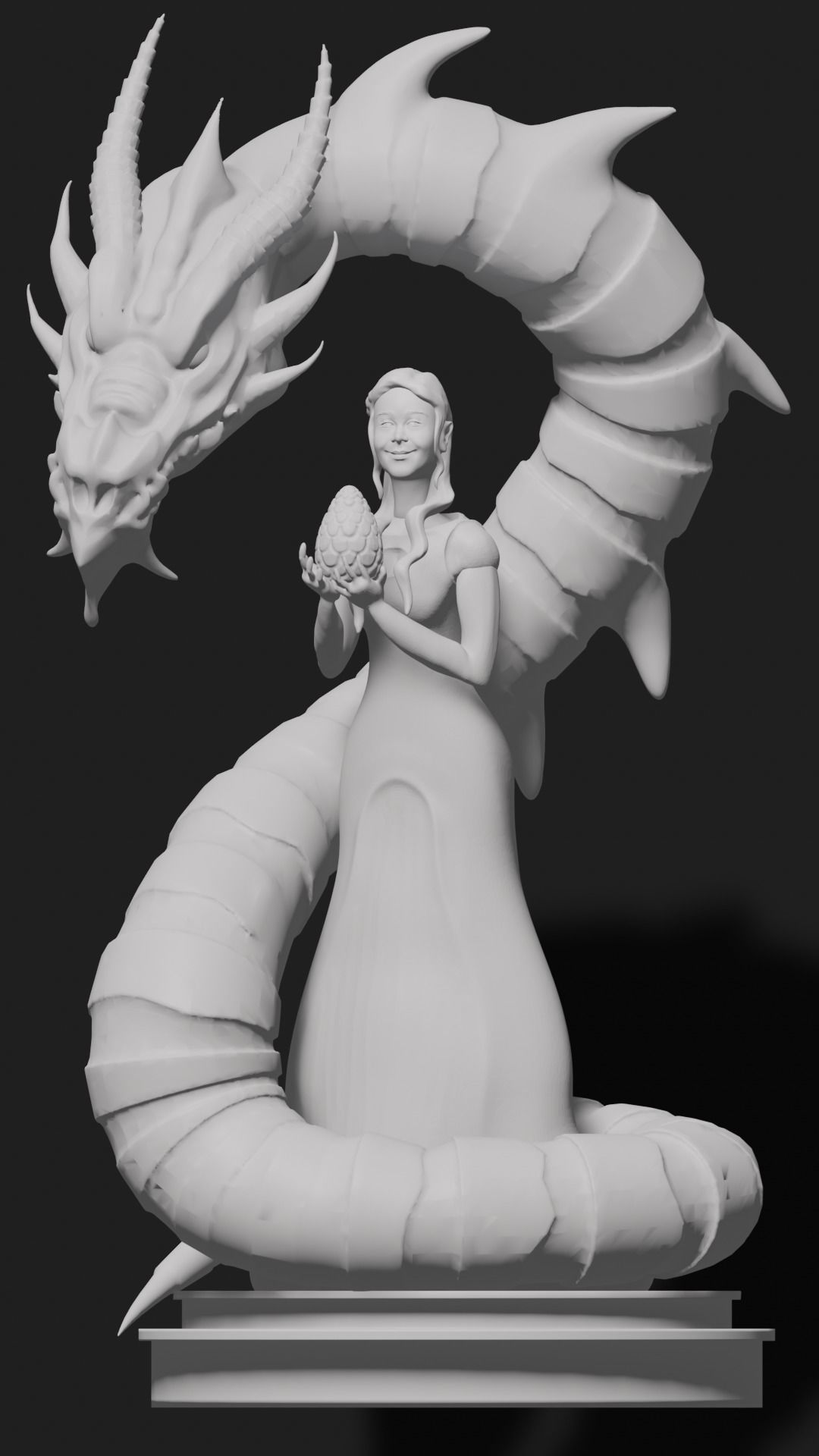 daenerys model statue of woman with dragon 3D print model_2