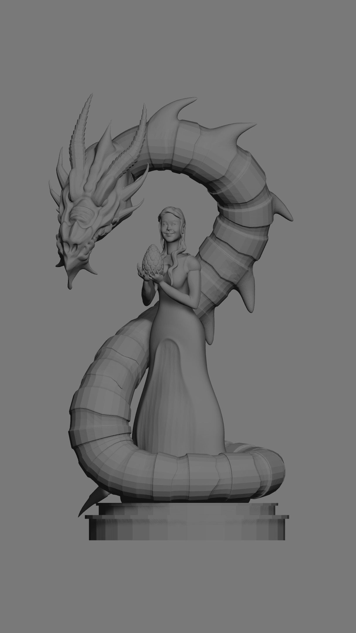 daenerys model statue of woman with dragon 3D print model_5