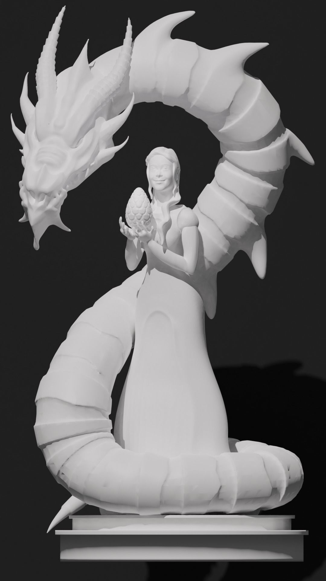 daenerys model statue of woman with dragon 3D print model_4