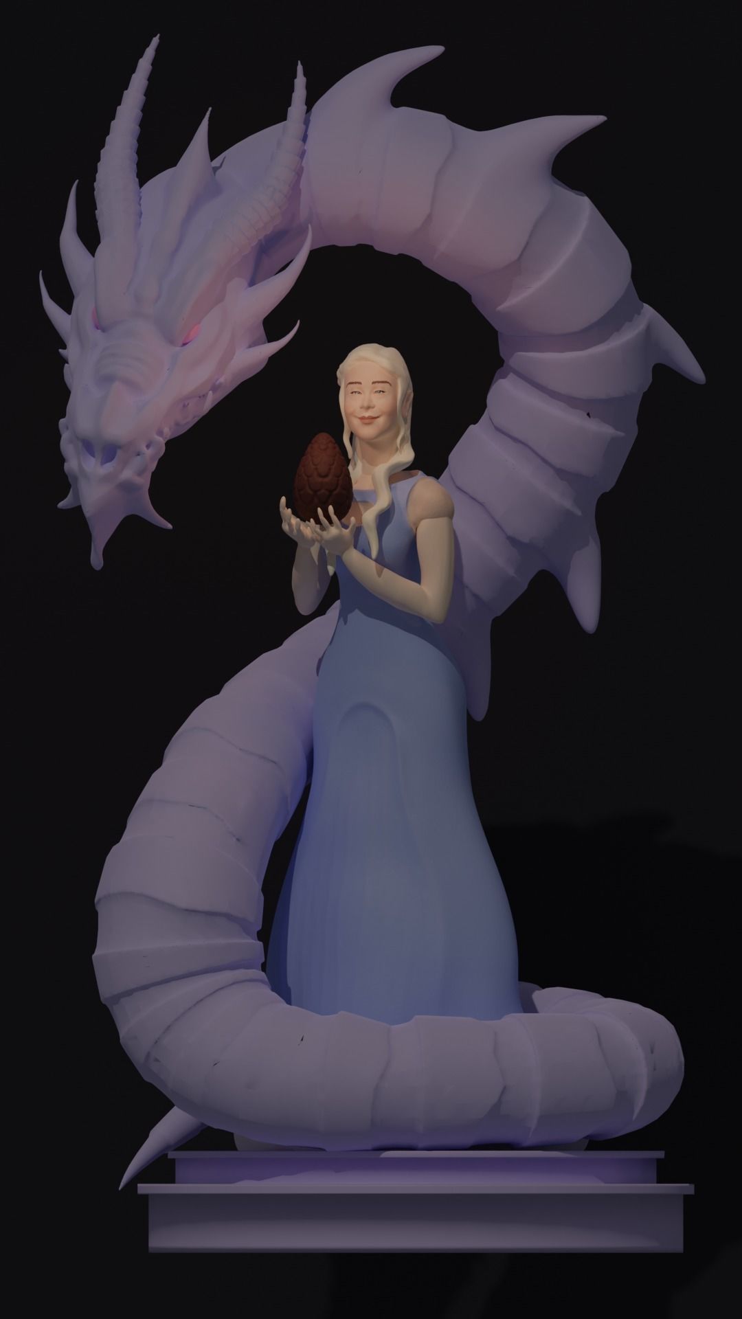 daenerys model statue of woman with dragon 3D print model_6