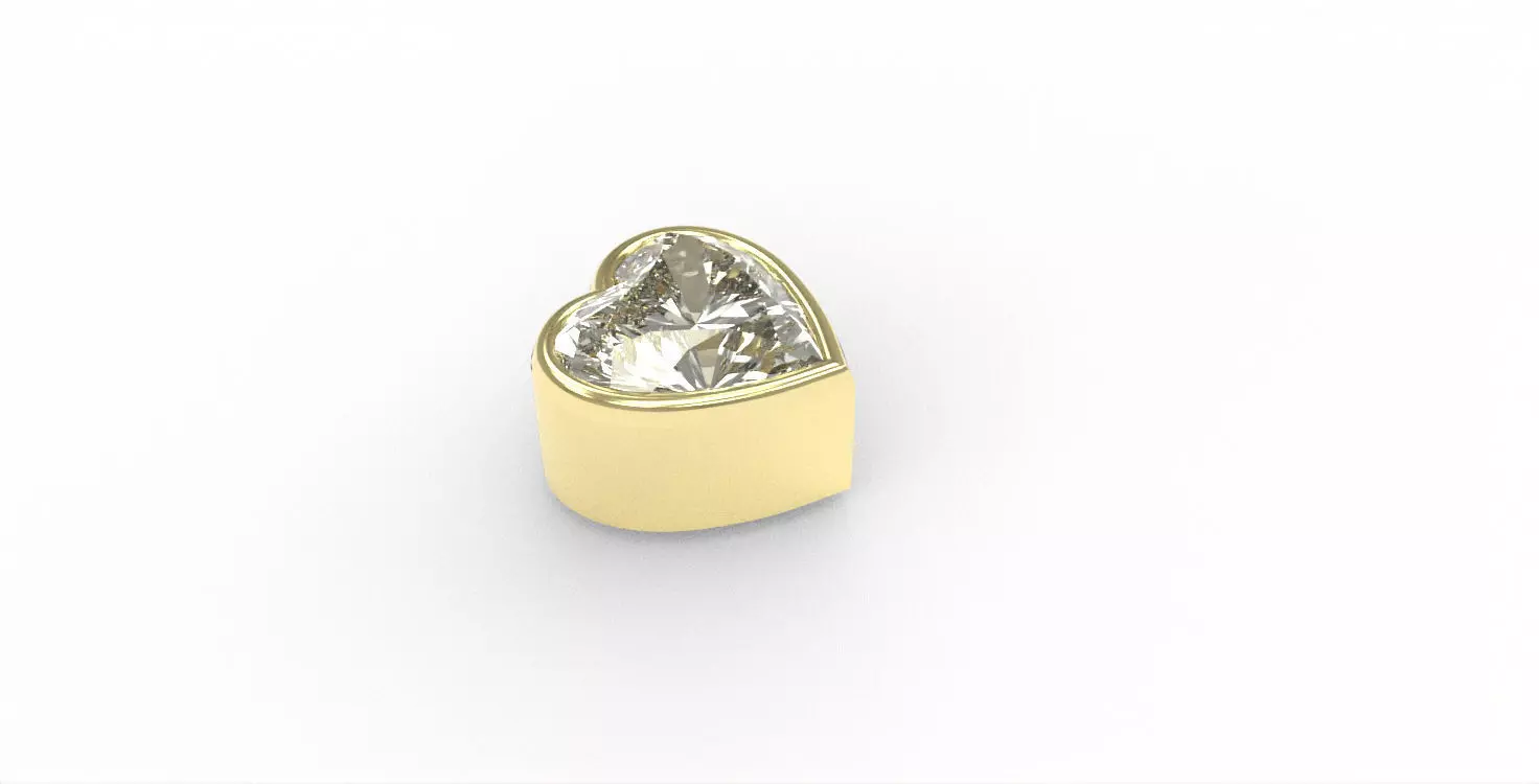 Ready-made Heart Cut Stone Setting Goldsmith Semi-finished 3D print model_0