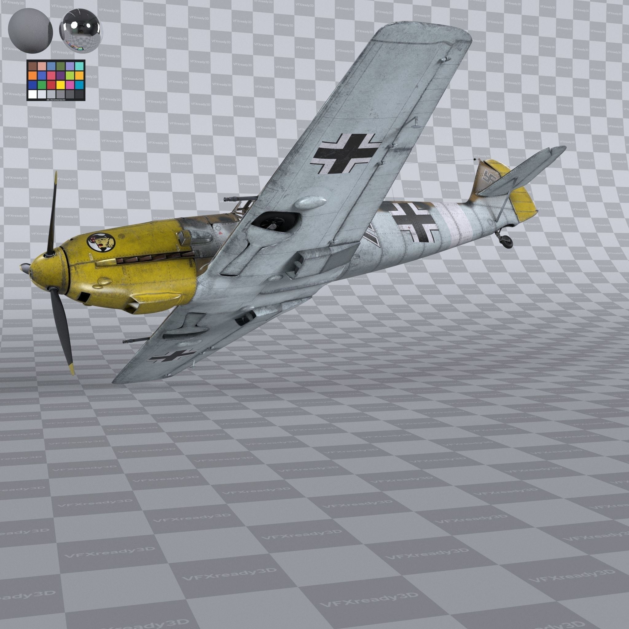 Messerschmitt BF109 German Fighter Airplane North Africa V3 3D model_8