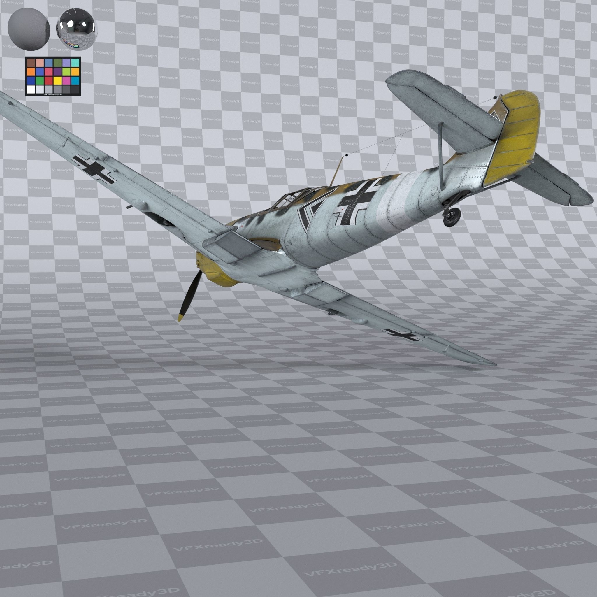 Messerschmitt BF109 German Fighter Airplane North Africa V3 3D model_7