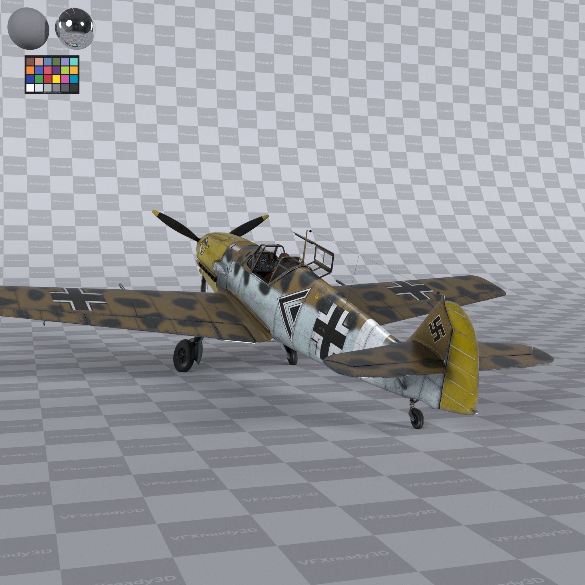 Messerschmitt BF109 German Fighter Airplane North Africa V3 3D model_3