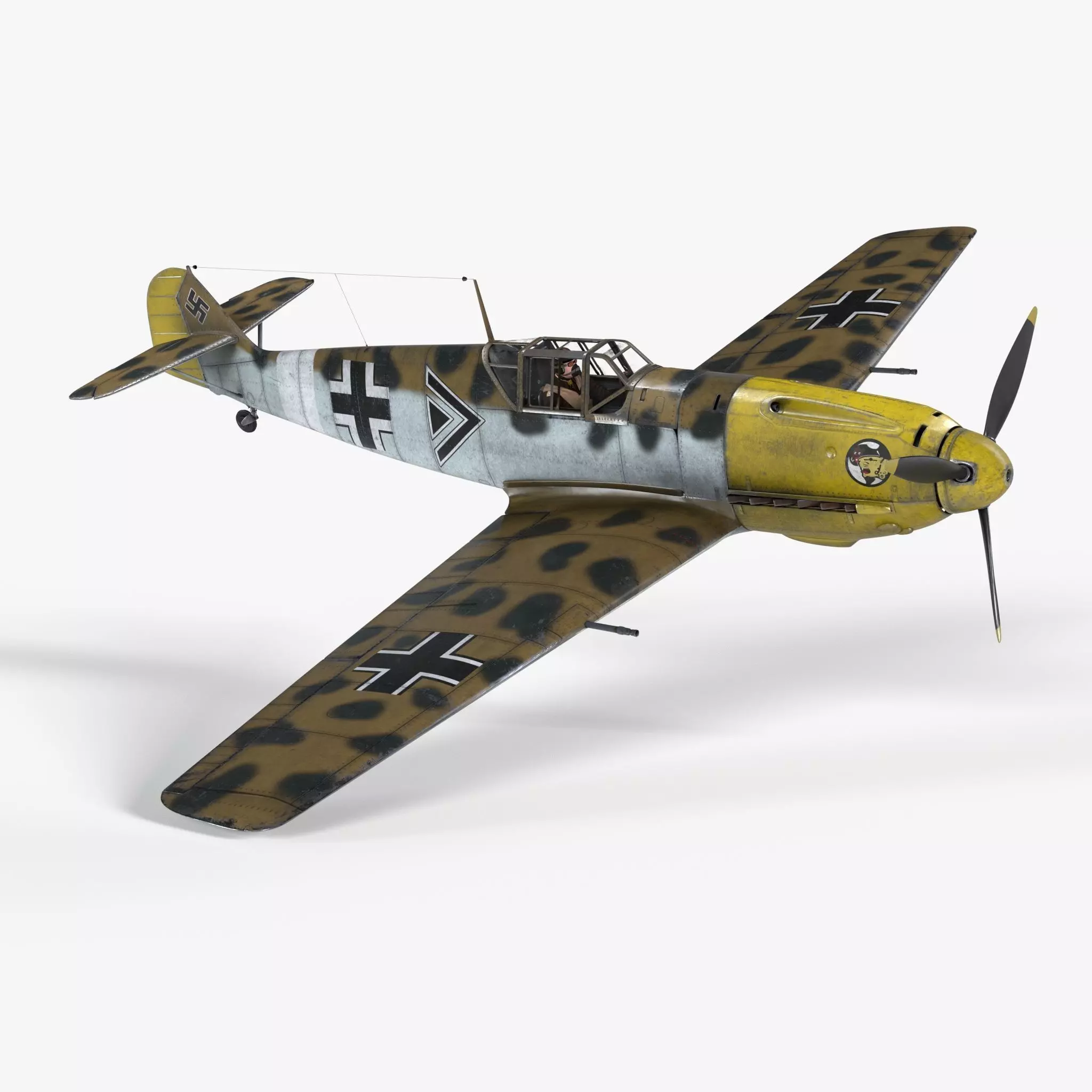 Messerschmitt BF109 German Fighter Airplane North Africa V3 3D model_0