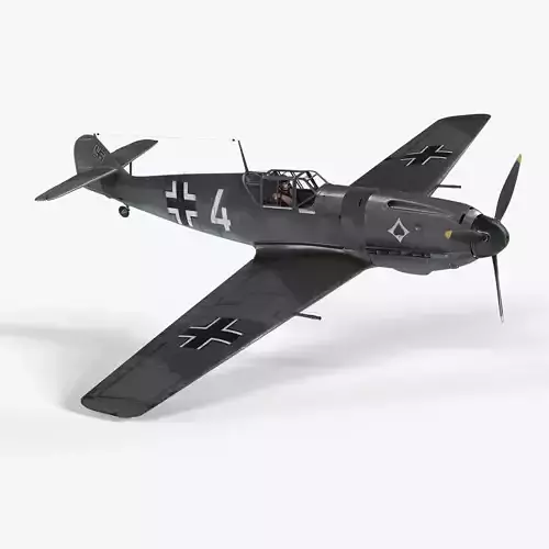 Messerschmitt BF109 German Fighter Airplane Grey V3
