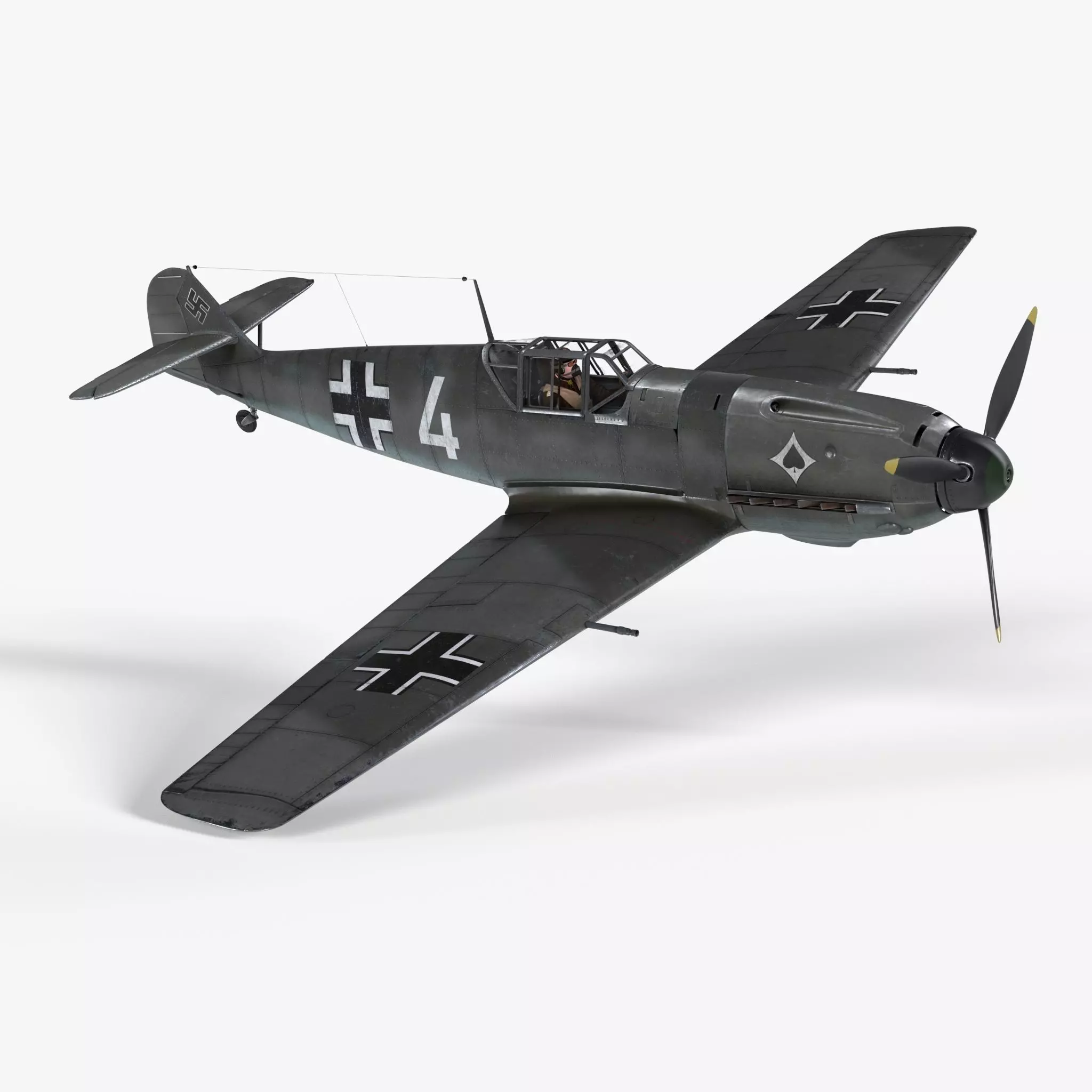 Messerschmitt BF109 German Fighter Airplane Grey V3 3D model_0