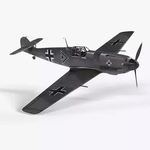 Messerschmitt BF109 German Fighter Airplane Grey V2