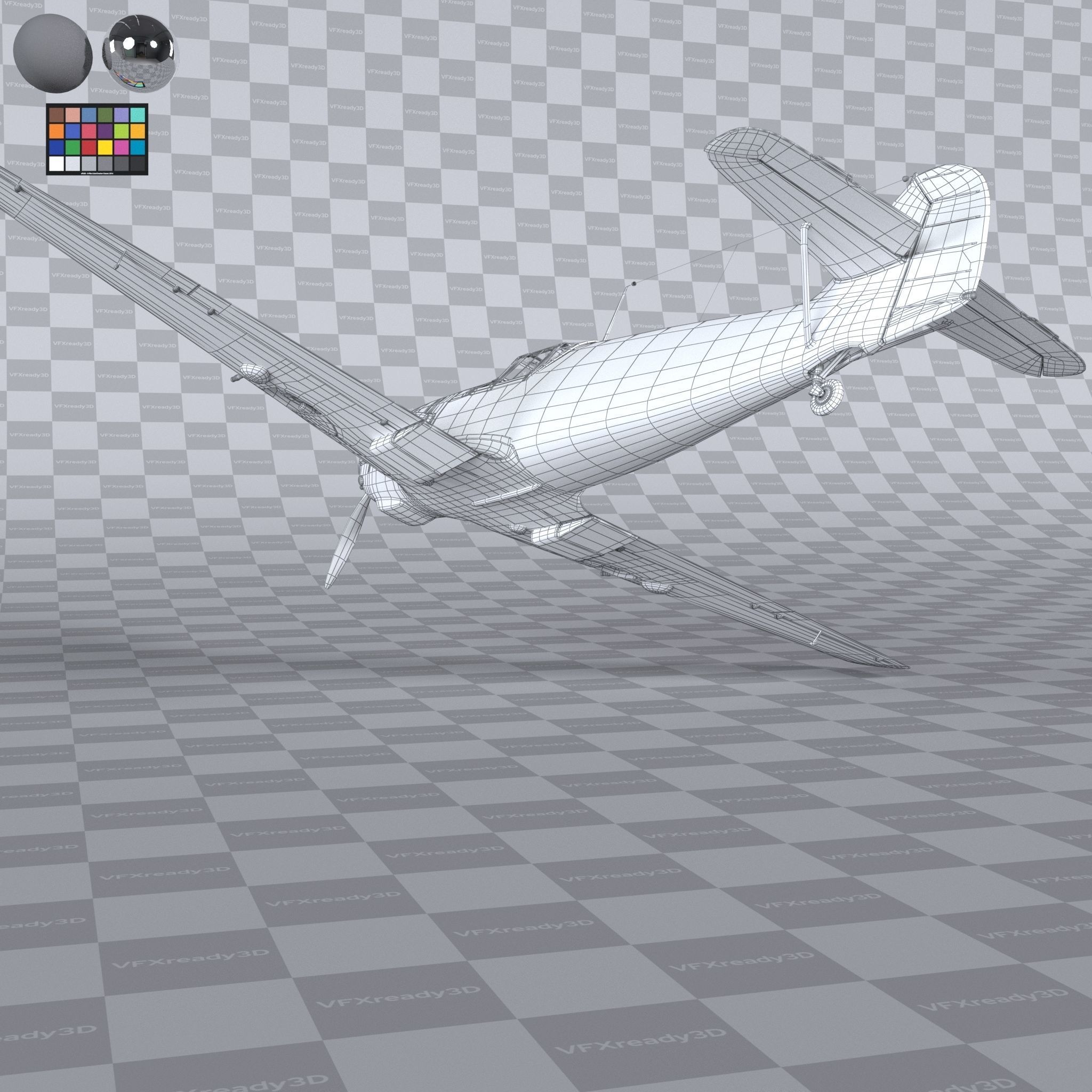 Messerschmitt BF109 German Fighter Airplane Grey V2 3D model_16