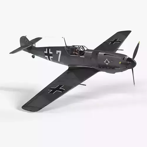 Messerschmitt BF109 German Fighter Airplane Grey V1