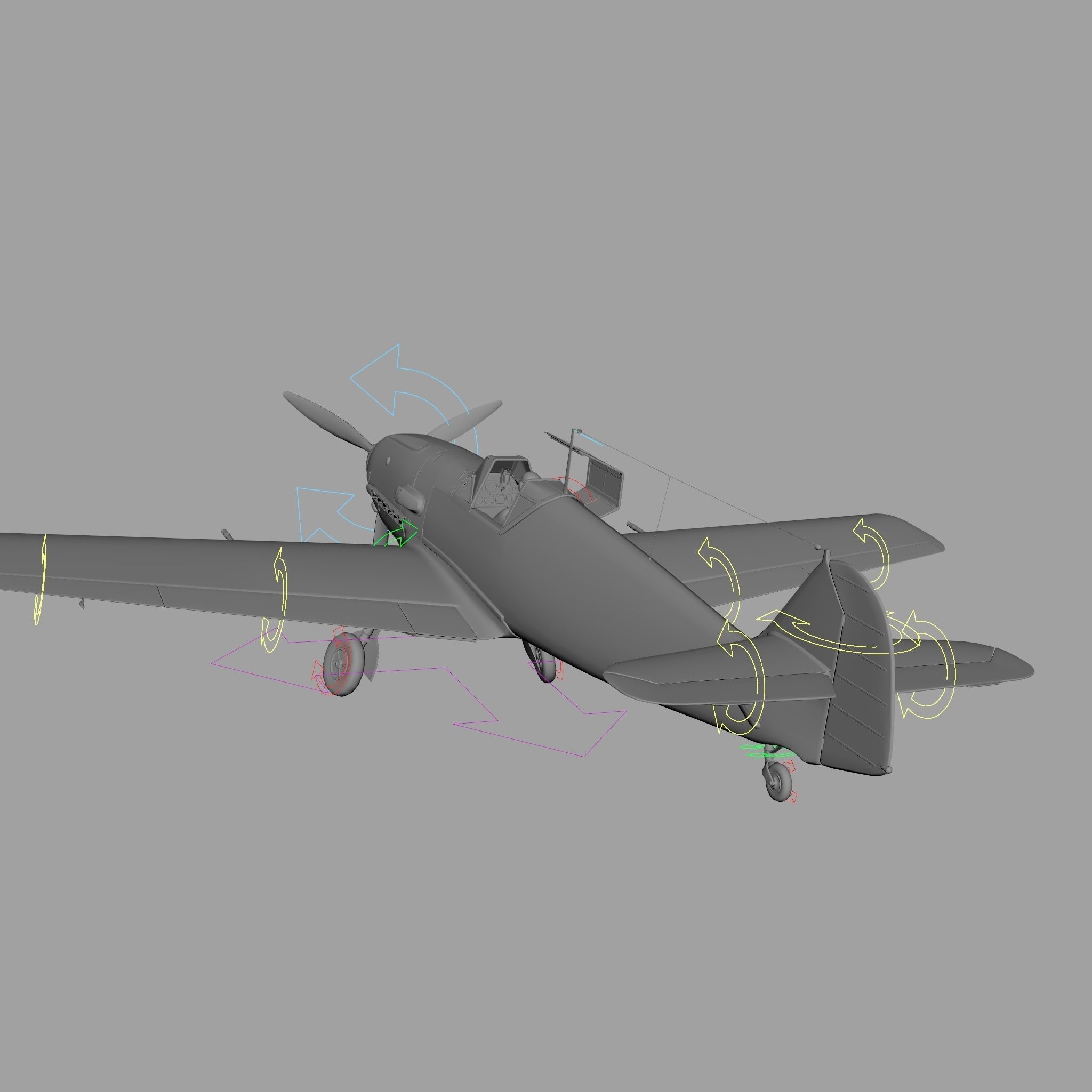 Messerschmitt BF109 German Fighter Airplane Grey V1 3D model_21