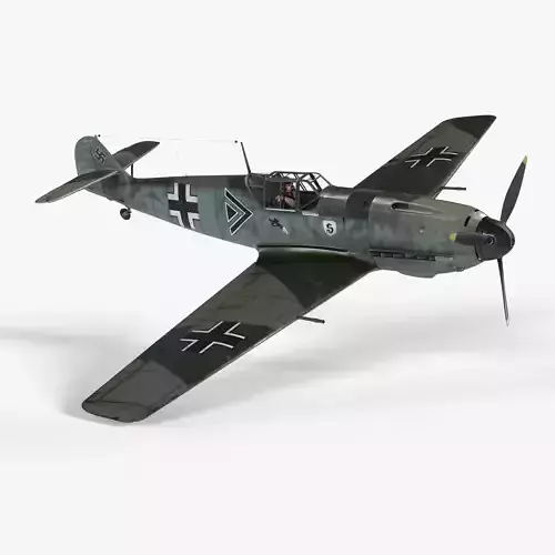 Messerschmitt BF109 German Fighter Airplane Green V3