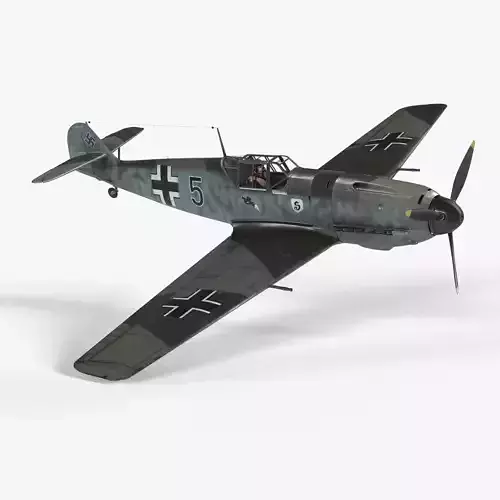 Messerschmitt BF109 German Fighter Airplane Green V2 3D model