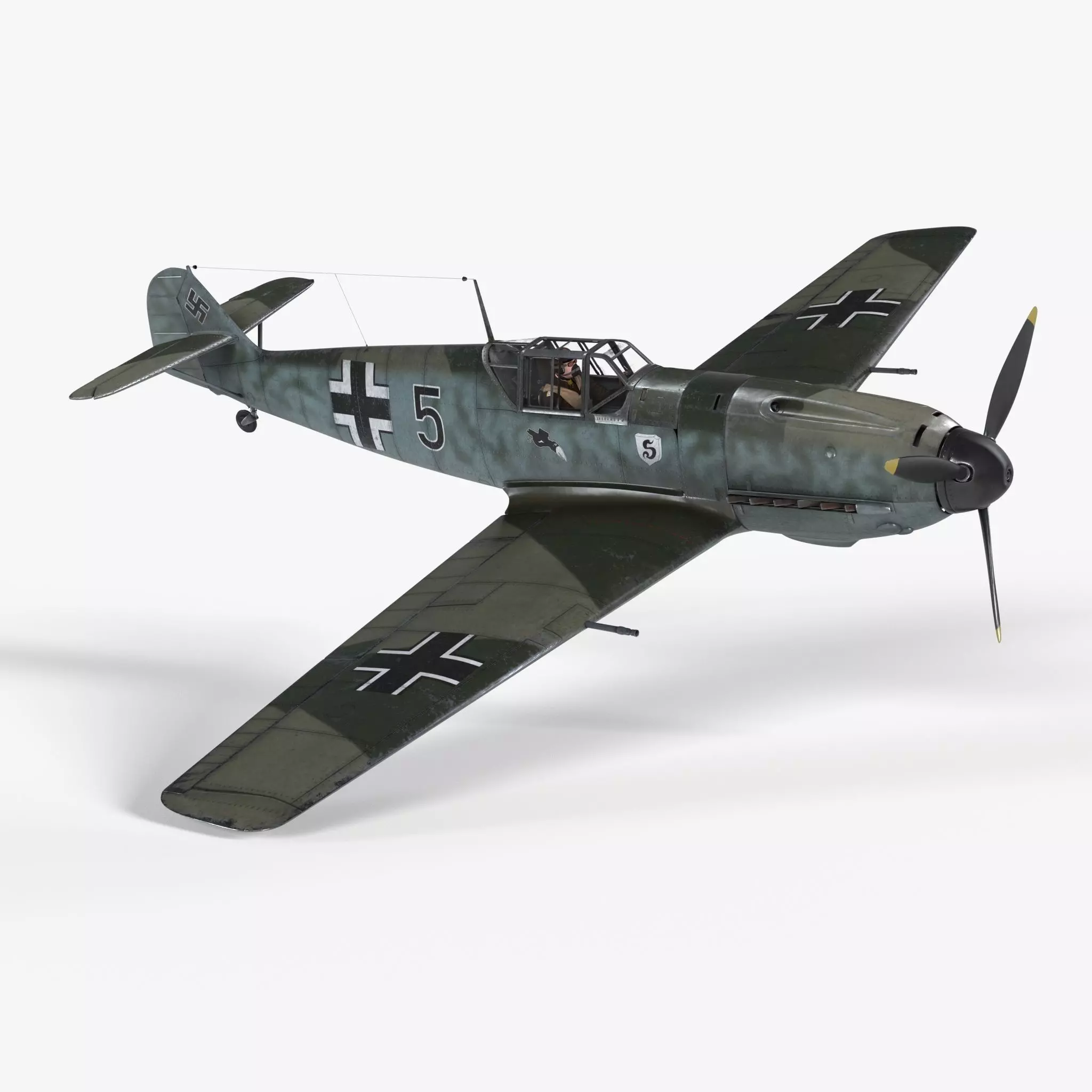 Messerschmitt BF109 German Fighter Airplane Green V2 3D model_0
