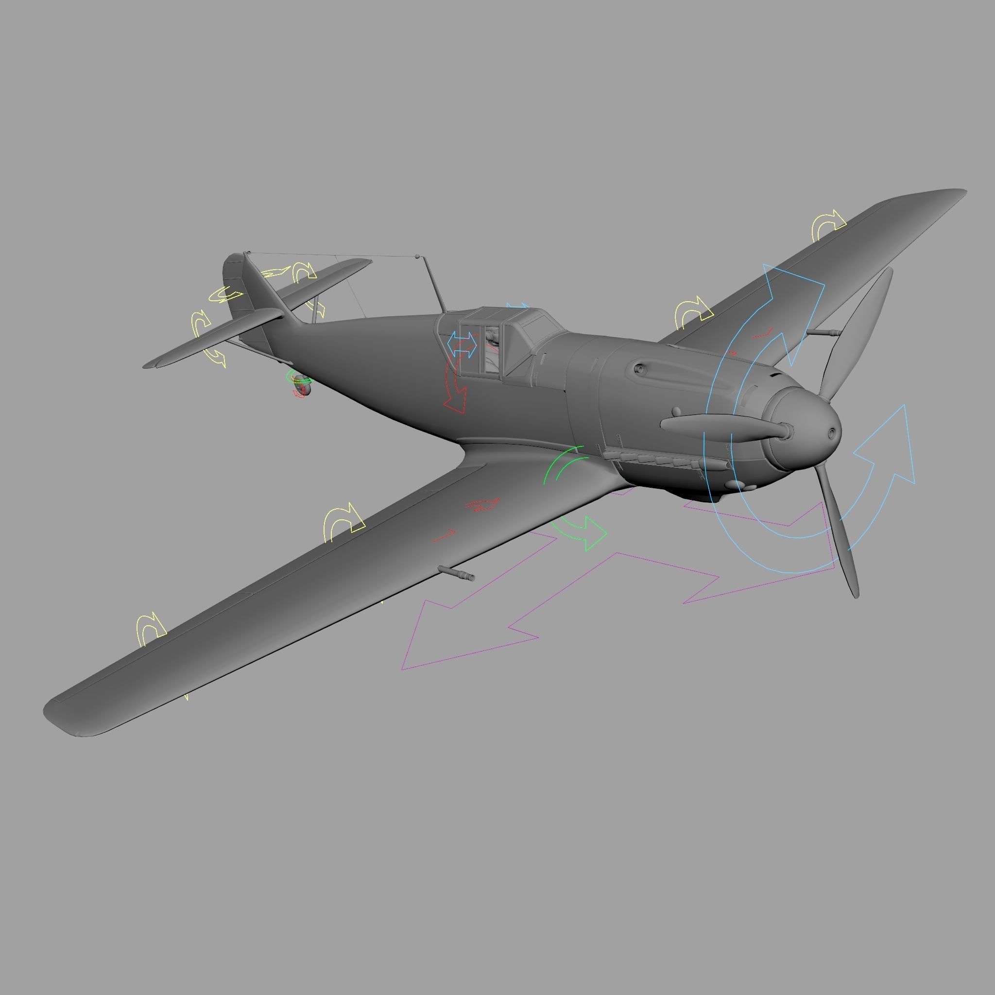 Messerschmitt BF109 German Fighter Airplane Green V2 3D model_23