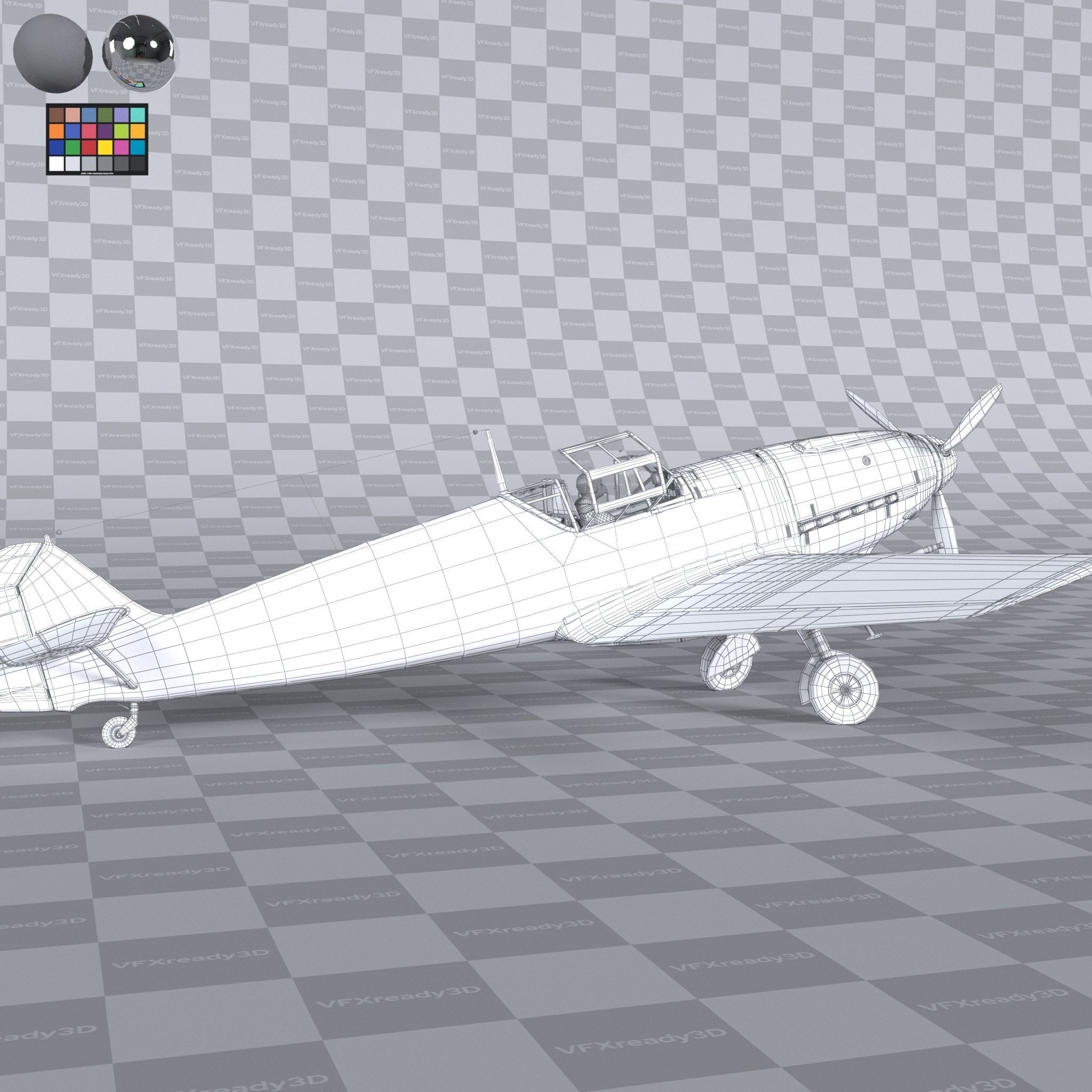 Messerschmitt BF109 German Fighter Airplane Green V1 3D model_11