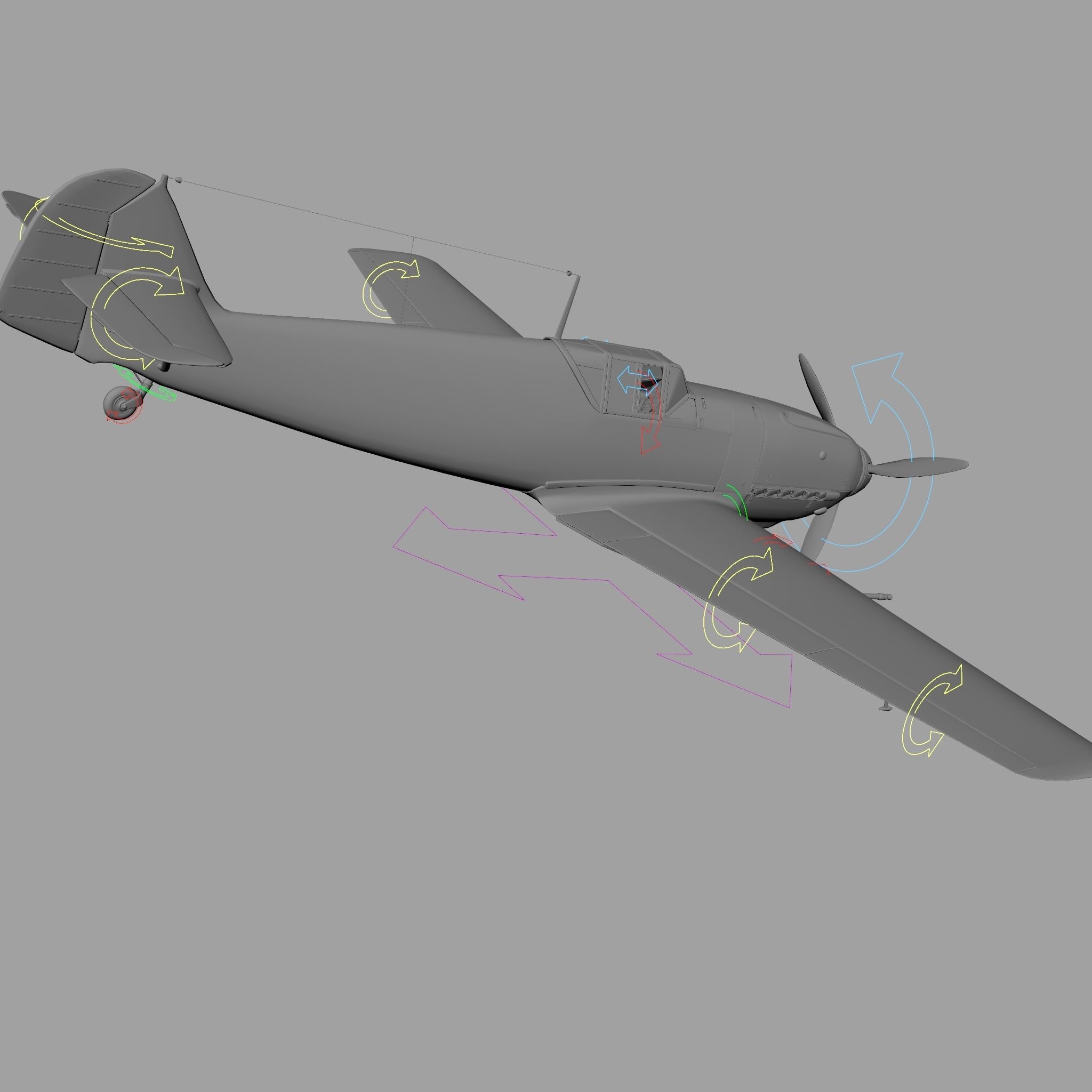 Messerschmitt BF109 German Fighter Airplane Green V1 3D model_24
