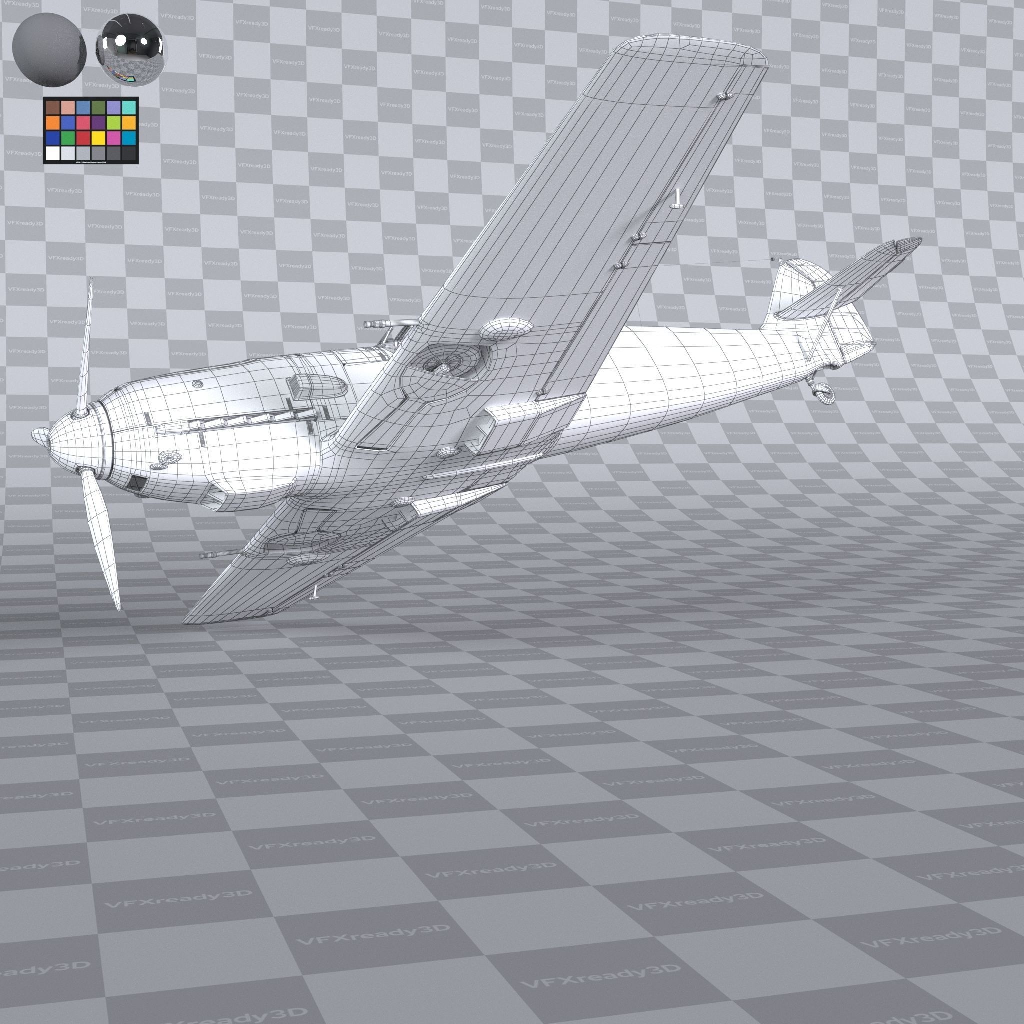 Messerschmitt BF109 German Fighter Airplane Green V1 3D model_17