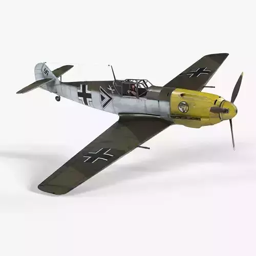 Messerschmitt BF109 German Fighter Airplane Desert V3 3D model