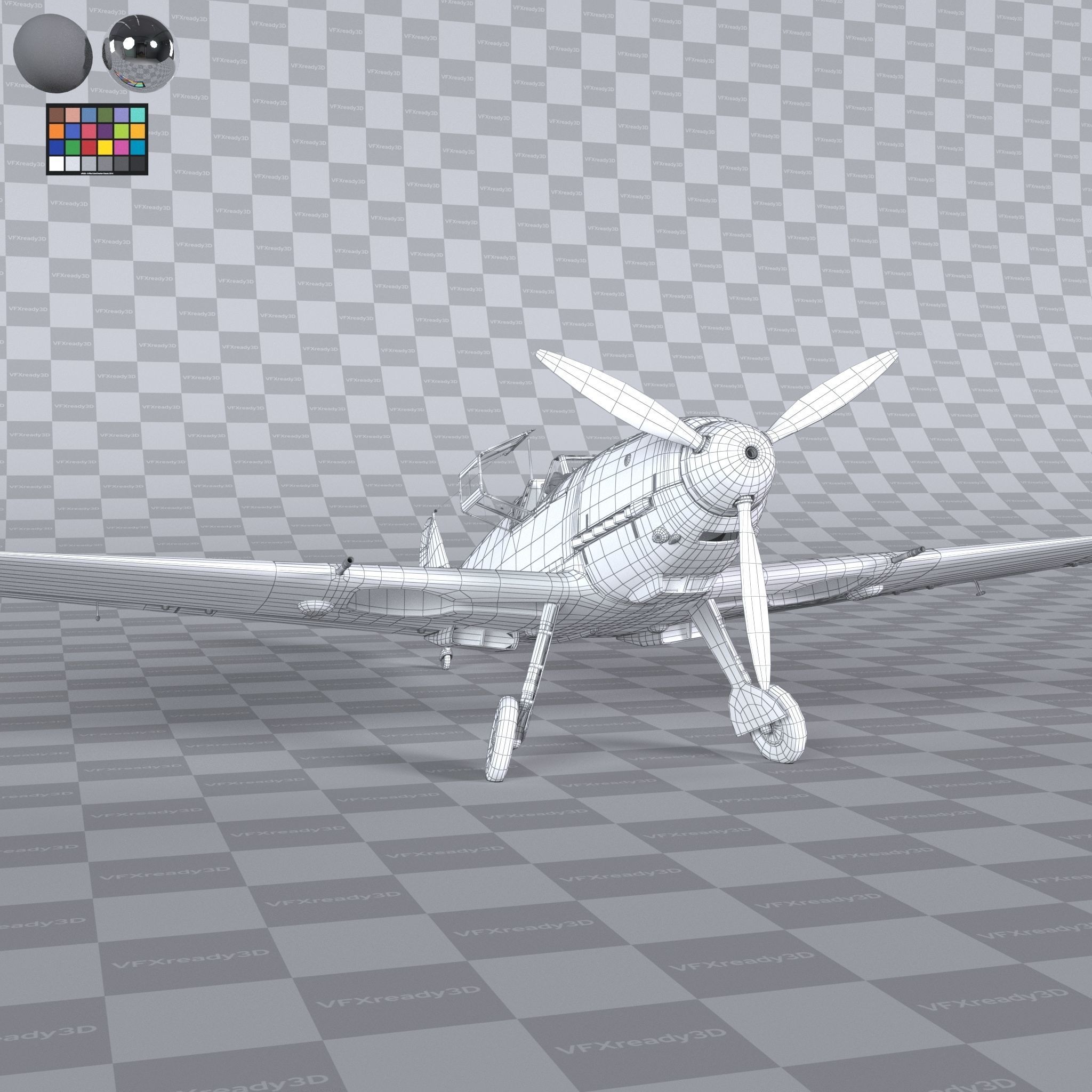 Messerschmitt BF109 German Fighter Airplane Desert V3 3D model_10