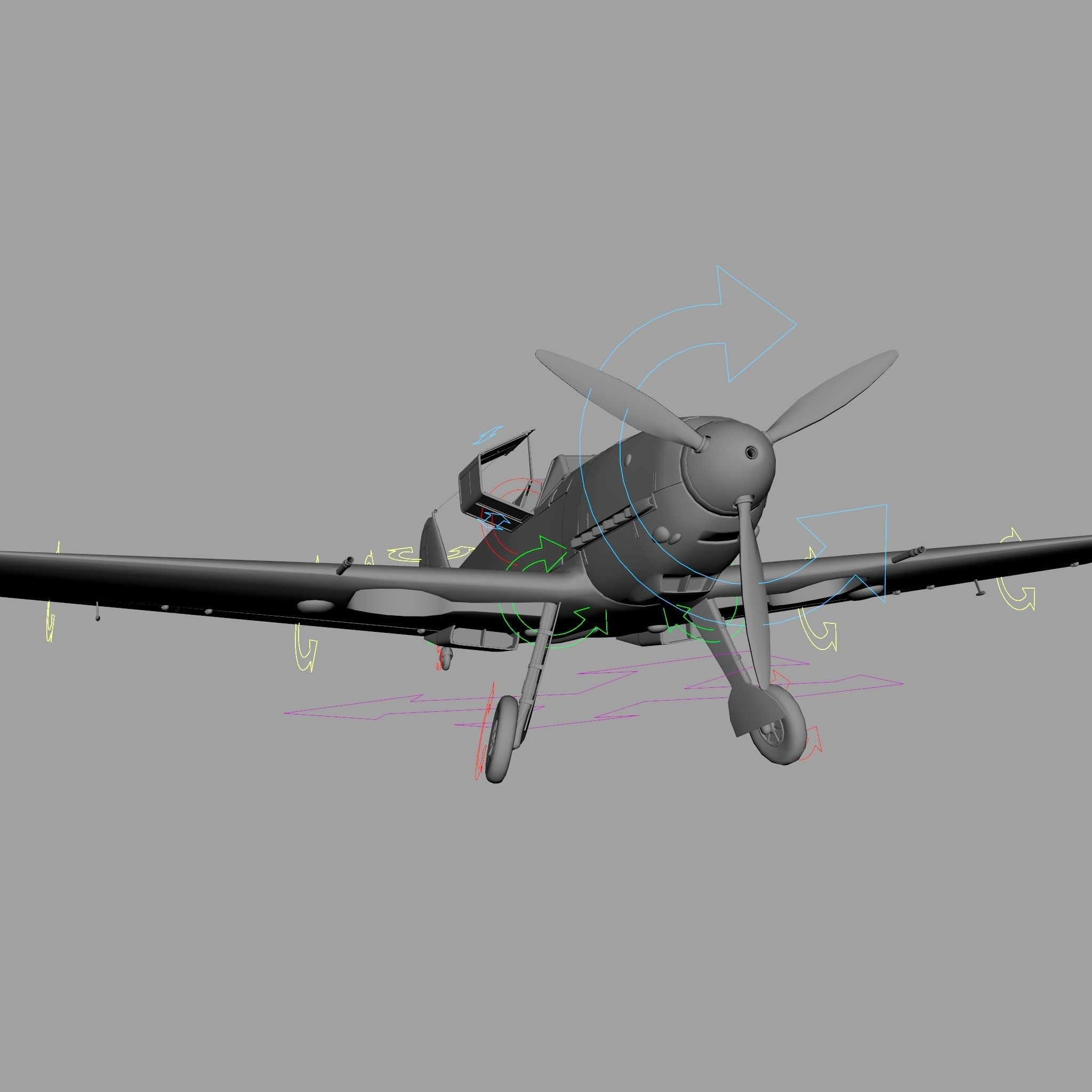 Messerschmitt BF109 German Fighter Airplane Desert V3 3D model_19