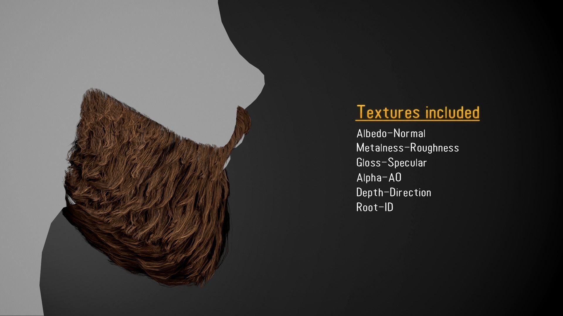 Facial Hair Cards Style 2 - Full Beard 2 Low-poly 3D model_1