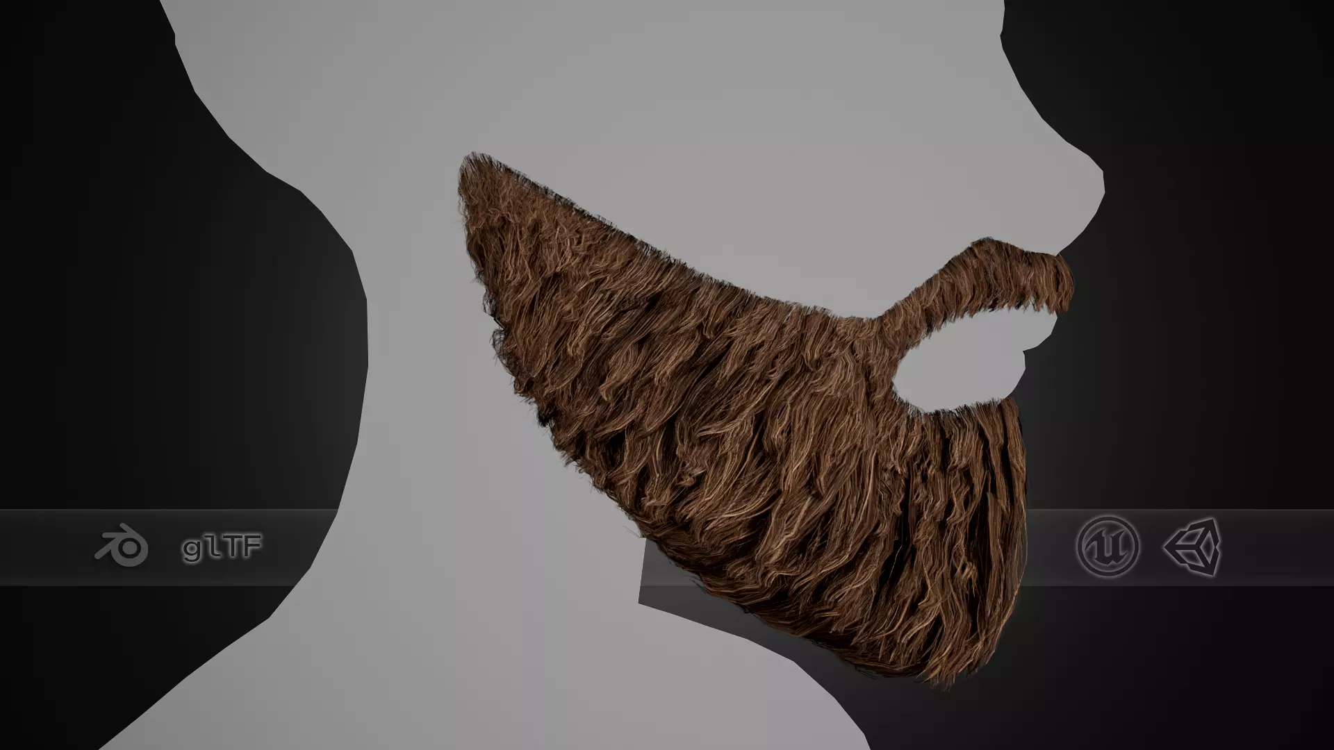 Facial Hair Cards Style 2 - Full Beard 2 Low-poly 3D model_0