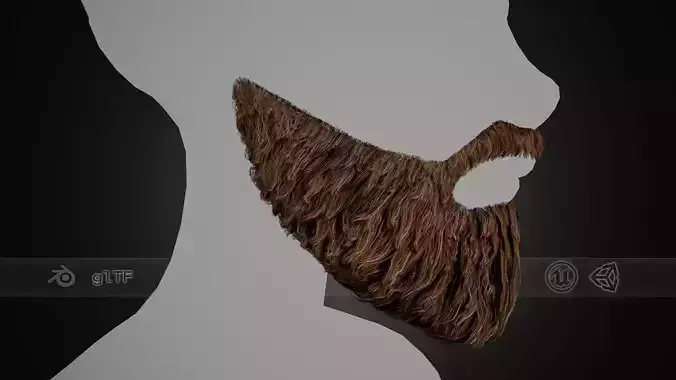 Facial Hair Cards Style 2 - Full Beard 2 Low-poly 3D model