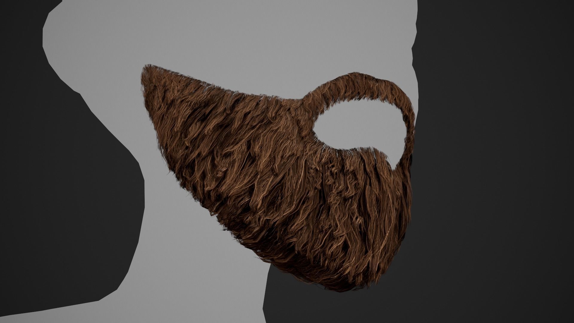 Facial Hair Cards Style 2 - Full Beard 2 Low-poly 3D model_4