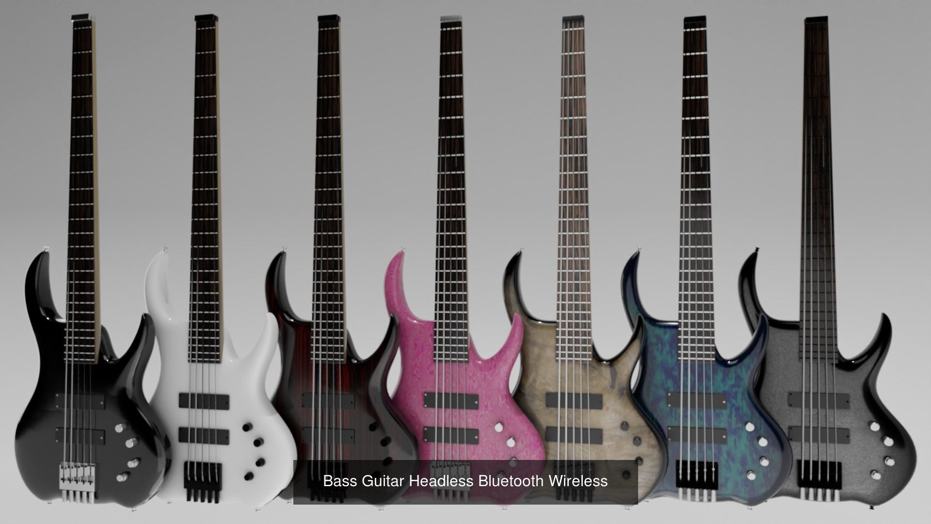 Bass Guitar with Amp and Stand 3D Model Collection_2