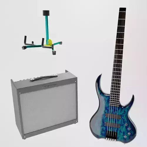 Bass Guitar with Amp and Stand