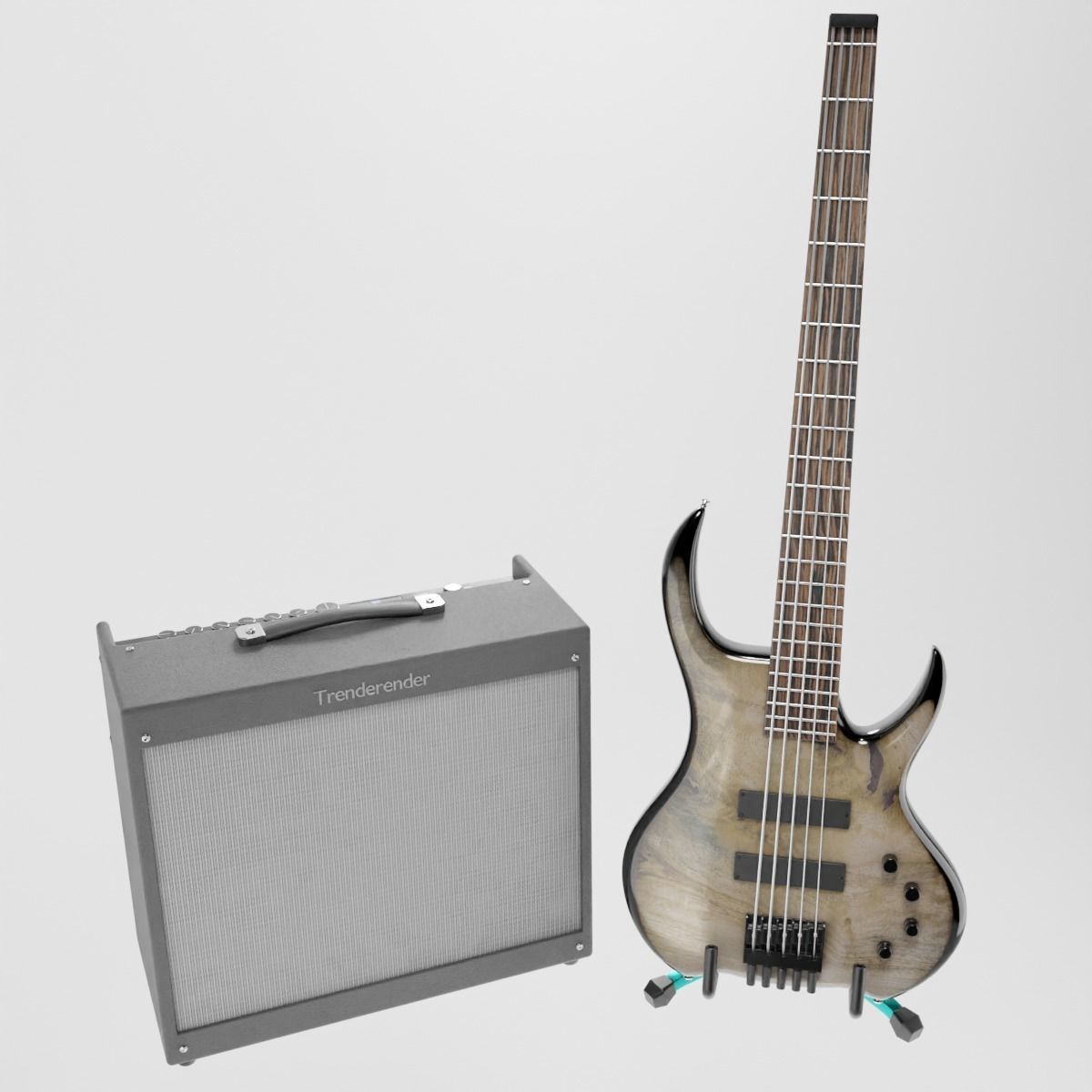 Bass Guitar with Amp and Stand 3D Model Collection_6