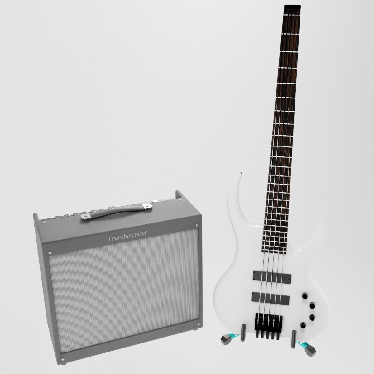 Bass Guitar with Amp and Stand 3D Model Collection_9