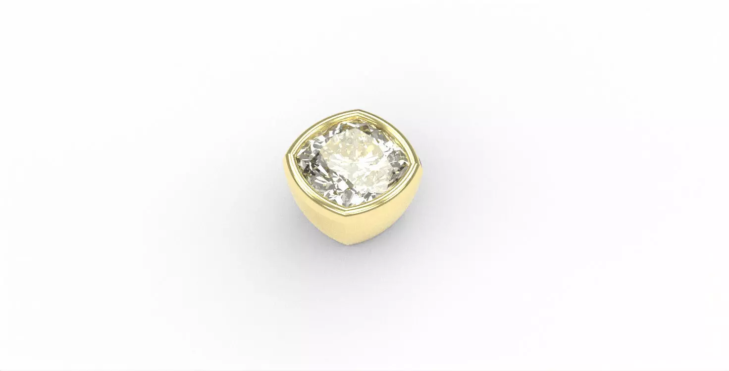Ready-made Cushion Cut Stone Setting Goldsmith Semi-finished 3D print model_0
