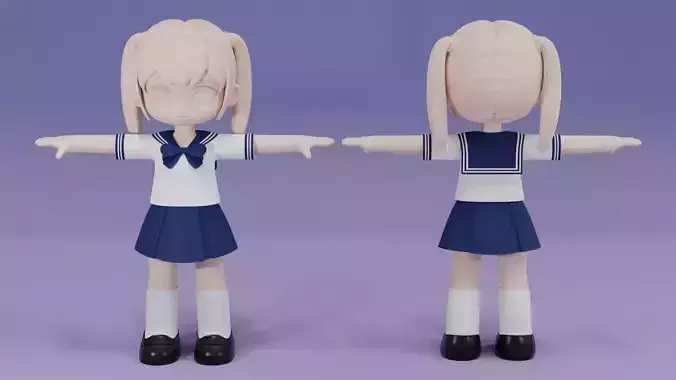  Chibi Japanese School Uniform 1 3D model
