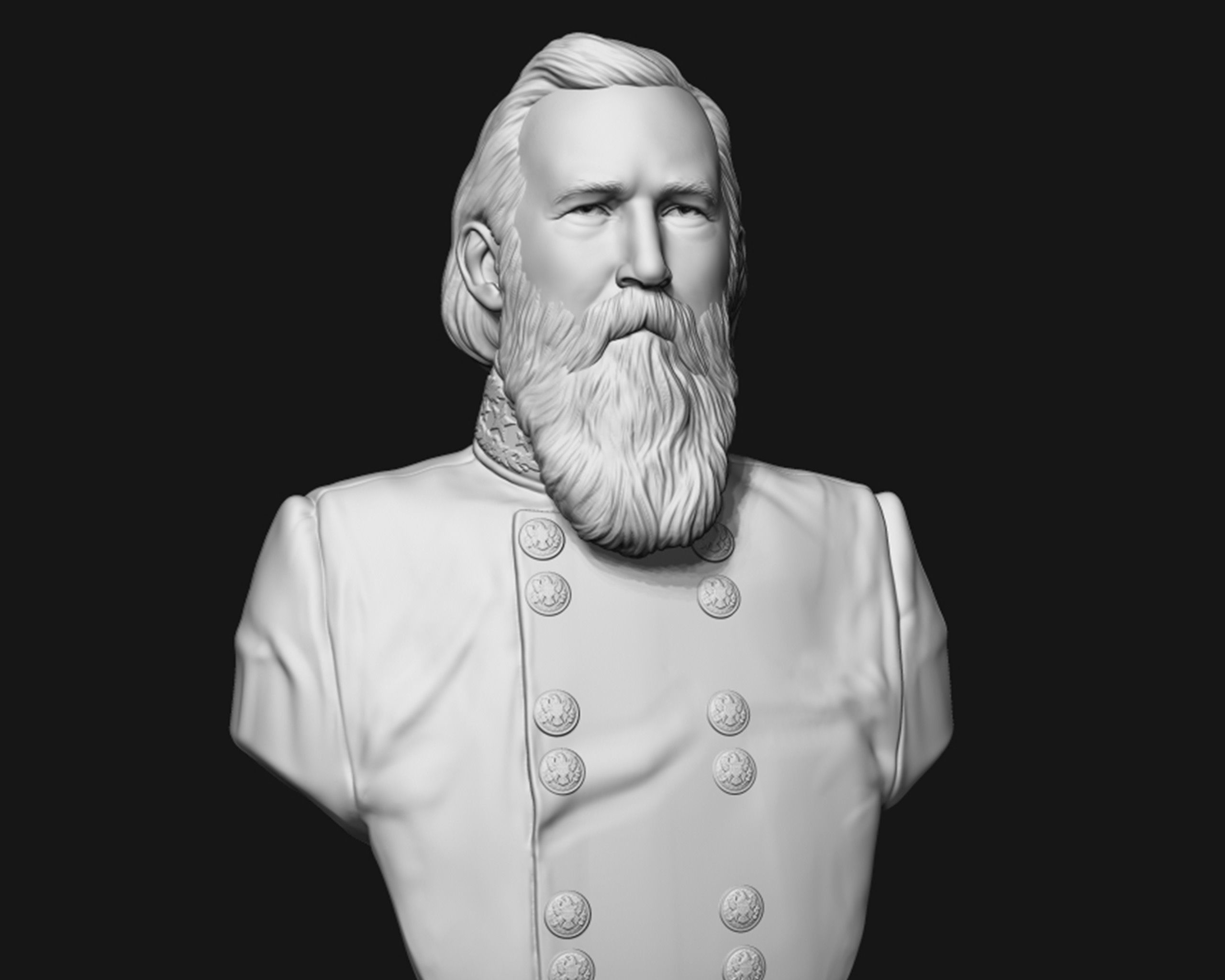General James Longstreet bust sculpture 3D print model_3