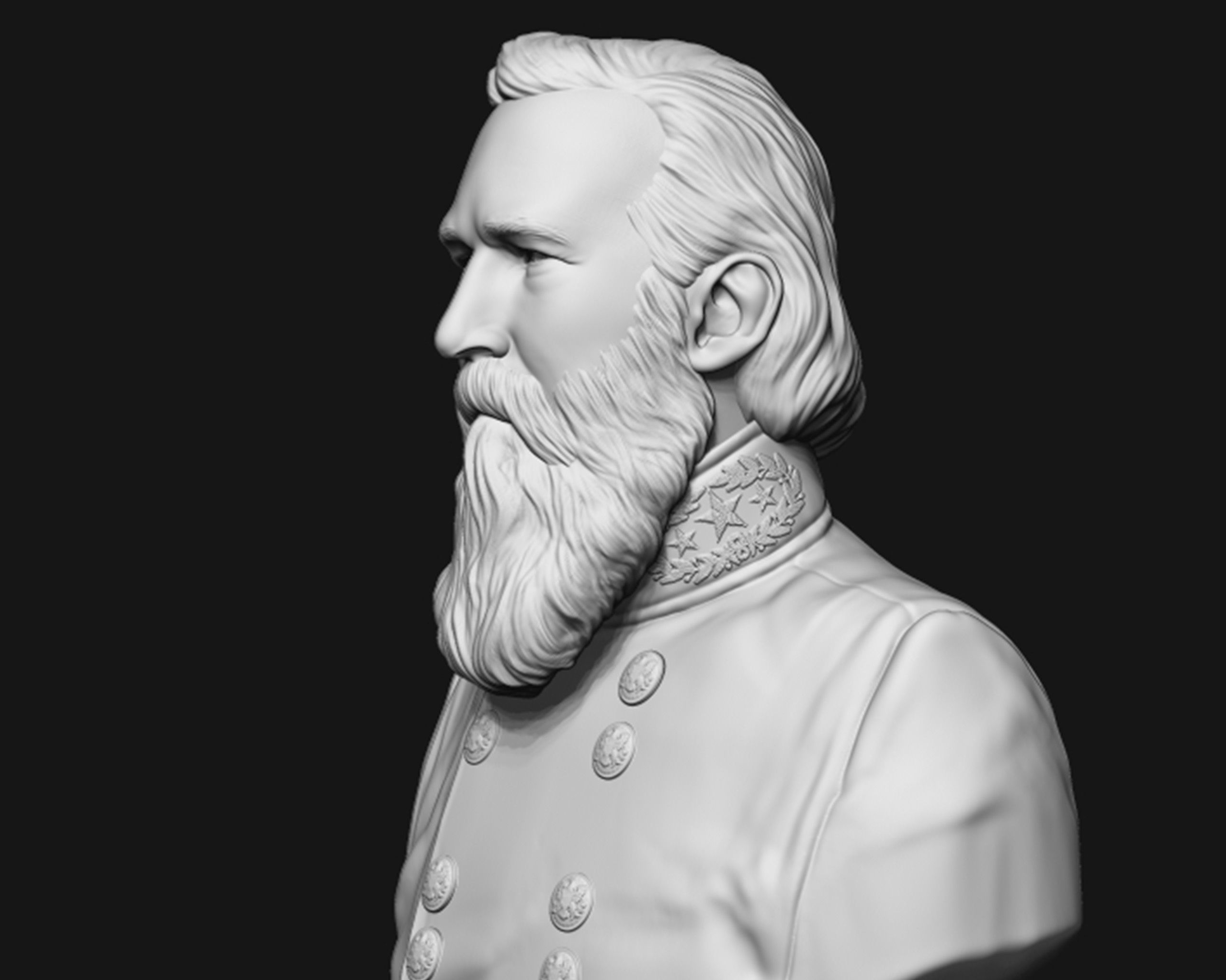 General James Longstreet bust sculpture 3D print model_6