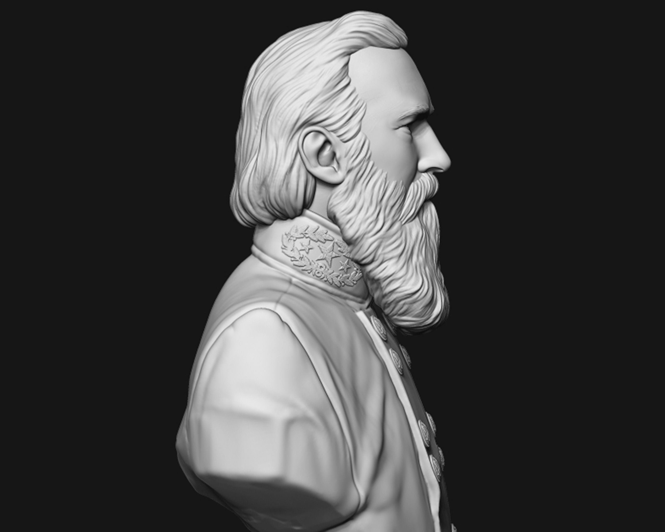 General James Longstreet bust sculpture 3D print model_10