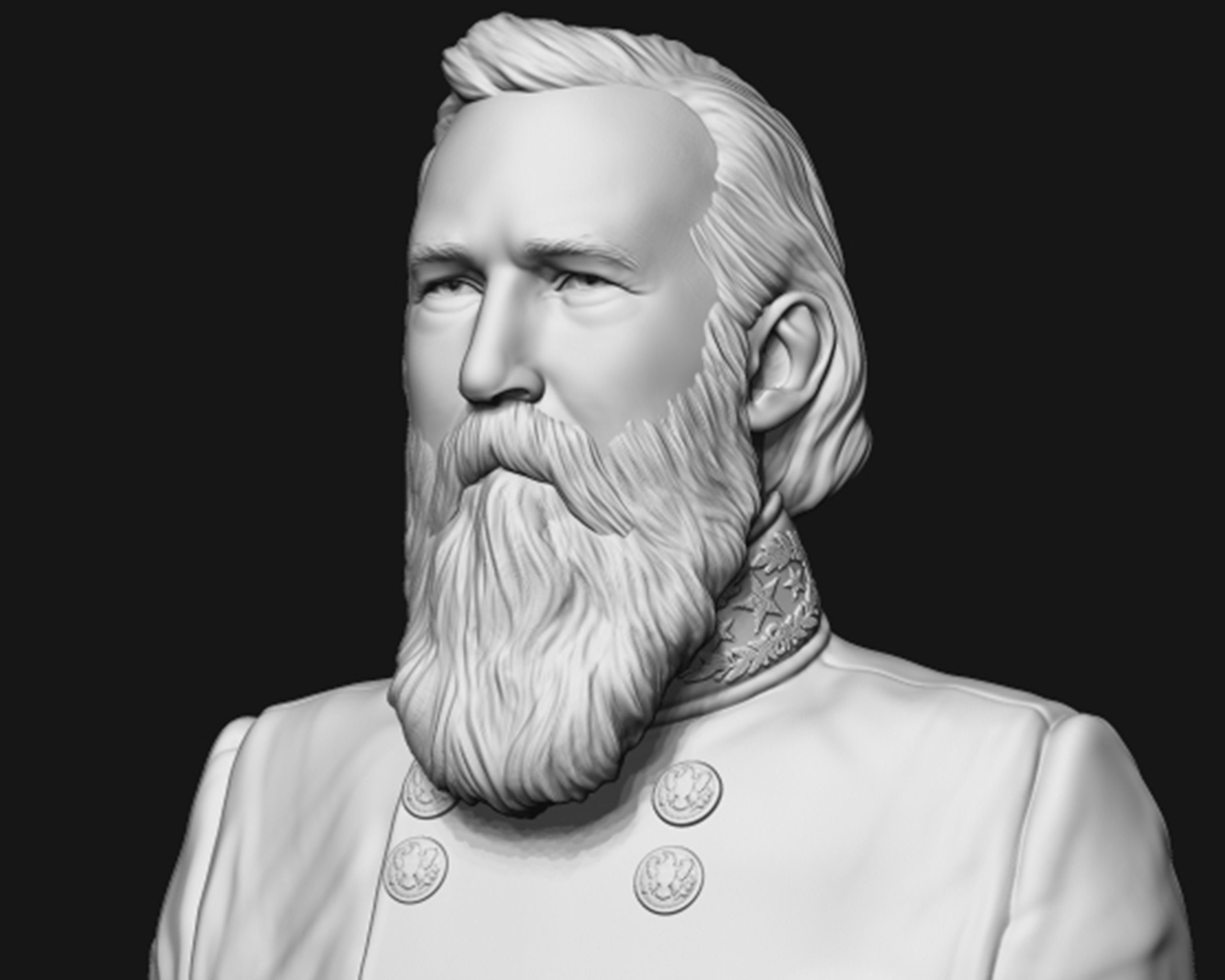 General James Longstreet bust sculpture 3D print model_11