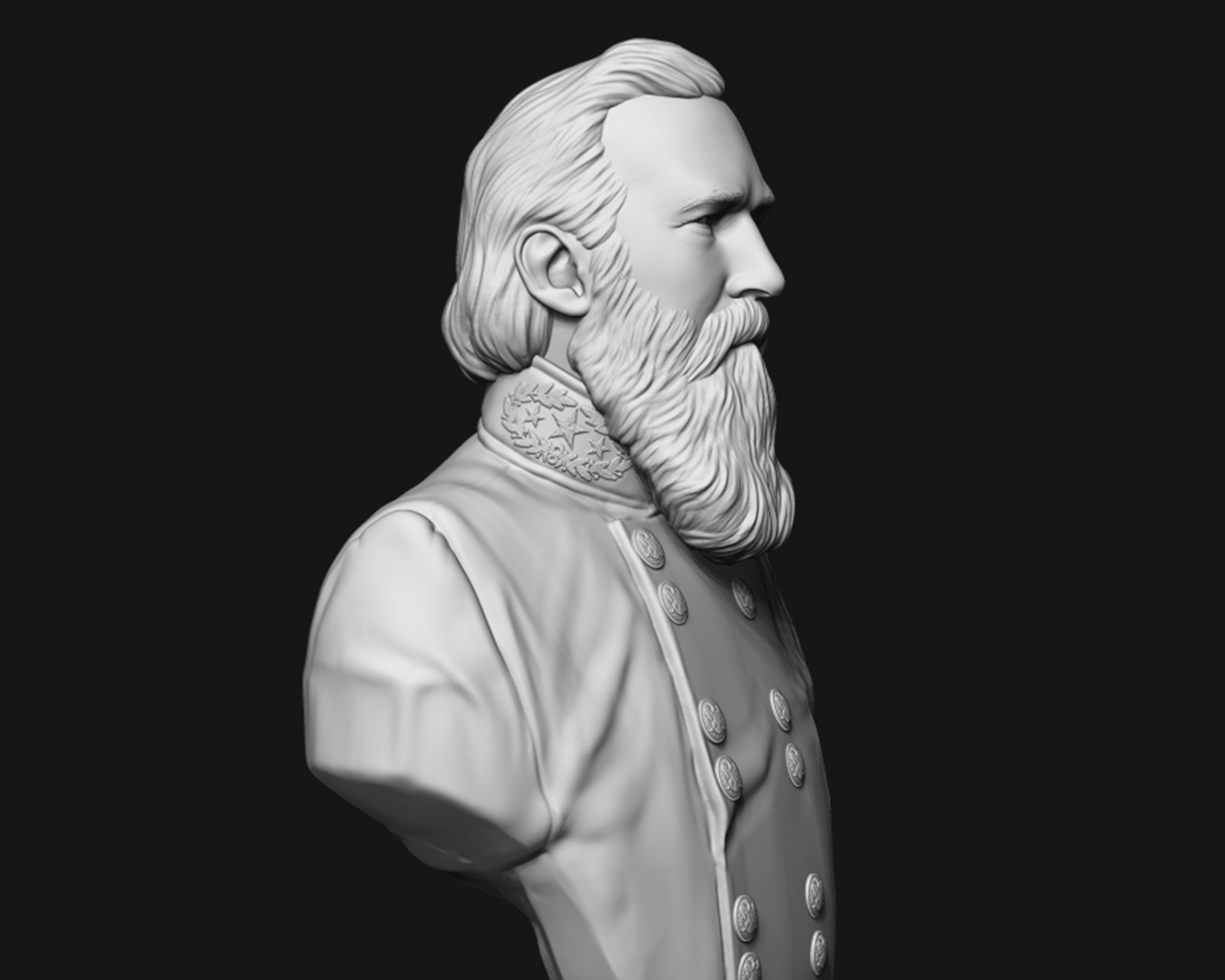 General James Longstreet bust sculpture 3D print model_8