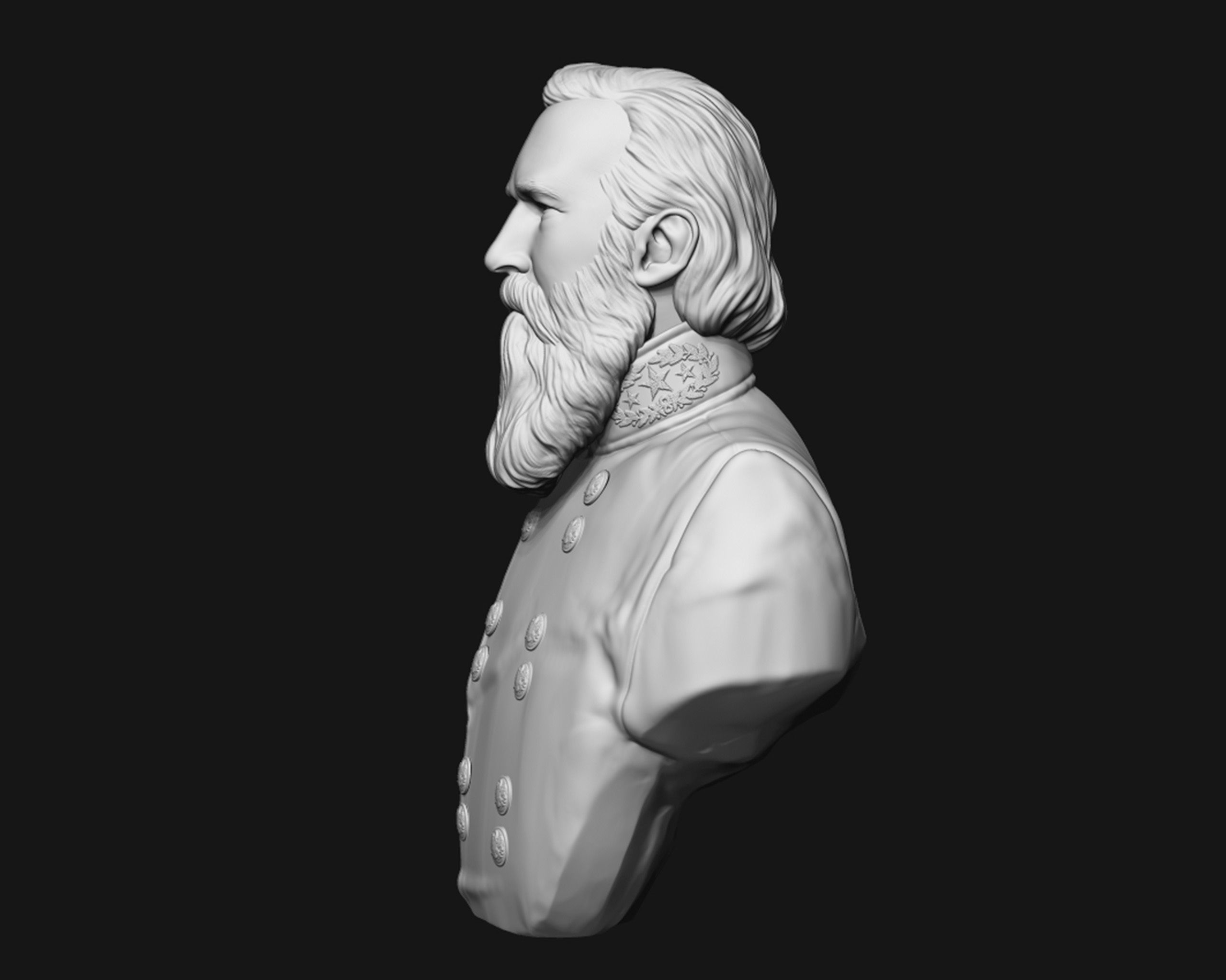 General James Longstreet bust sculpture 3D print model_7