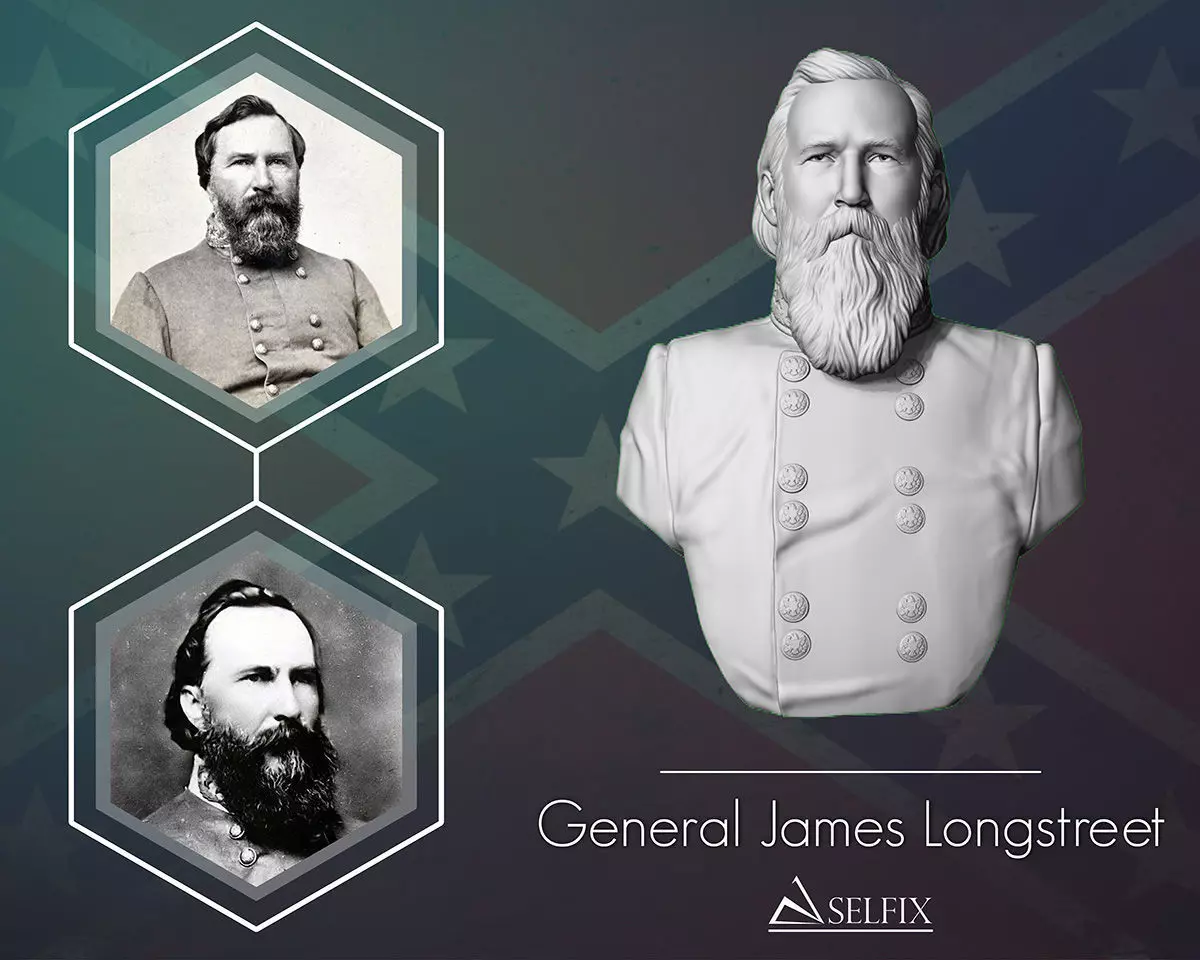 General James Longstreet bust sculpture 3D print model_0