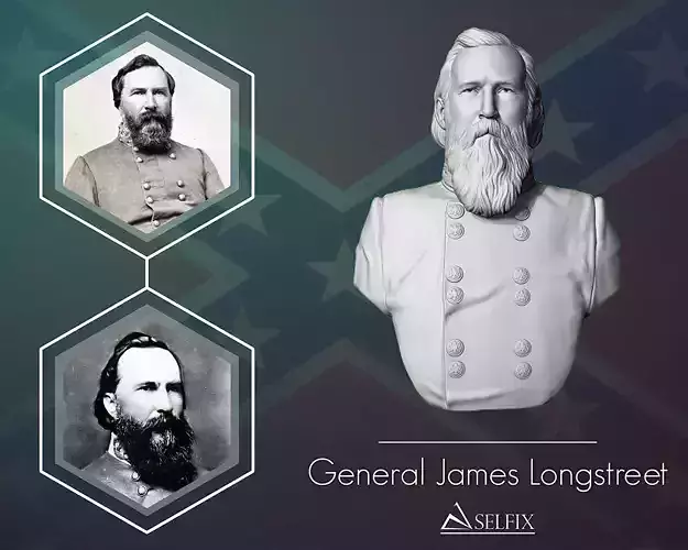 General James Longstreet bust sculpture 3D print model